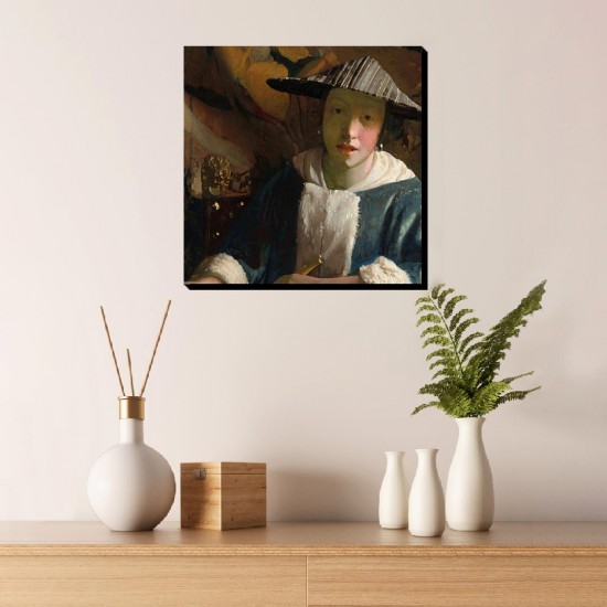 تابلو شاسی طرح دختری با فلوت از ورمر