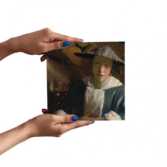 تابلو شاسی طرح دختری با فلوت از ورمر