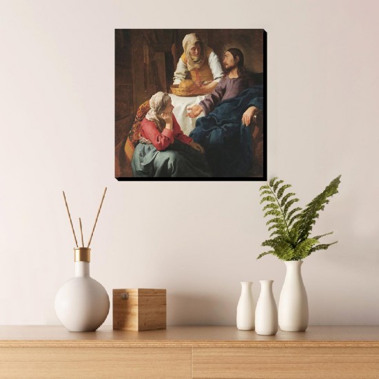 تابلو شاسی طرح حضرت عیسی در خانه مارتا و مریم از ورمر