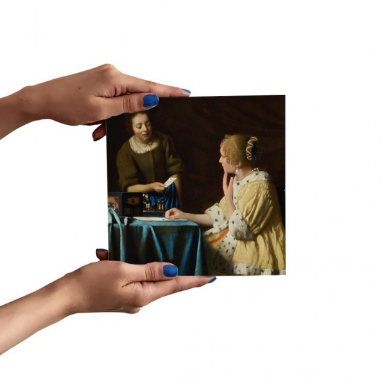 تابلو شاسی طرح خانم و خدمتکار از ورمر