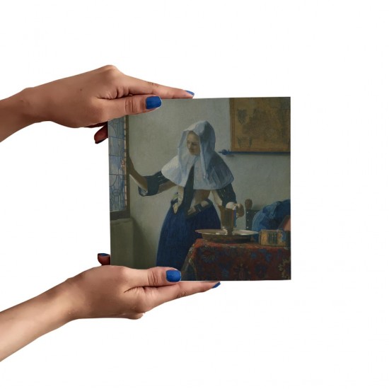 تابلو شاسی طرح خانم جوان با یک پارچ آب از ورمر