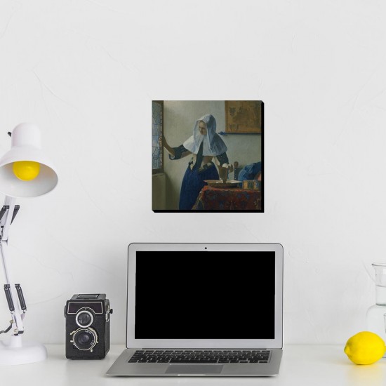 تابلو شاسی طرح خانم جوان با یک پارچ آب از ورمر