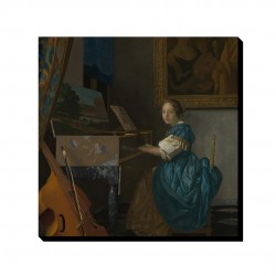 تابلو شاسی طرح دختری پشت ساز ویرژینال از ورمر