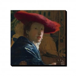 تابلو شاسی طرح دختری با کلاه قرمز از ورمر