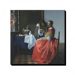 تابلو شاسی طرح دختری با لیوان شیشه ای از ورمر