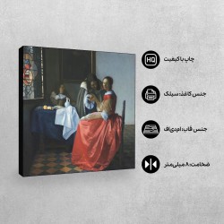 تابلو شاسی طرح دختری با لیوان شیشه ای از ورمر