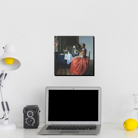 تابلو شاسی طرح دختری با لیوان شیشه ای از ورمر