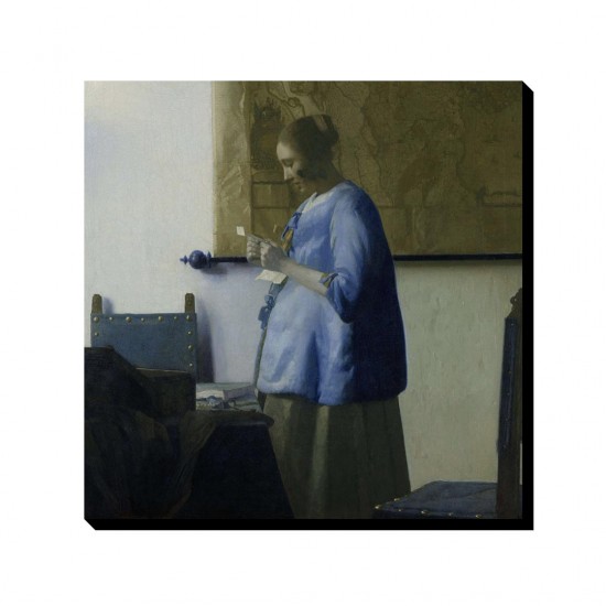 تابلو شاسی طرح زنی در حال خواندن نامه از ورمر