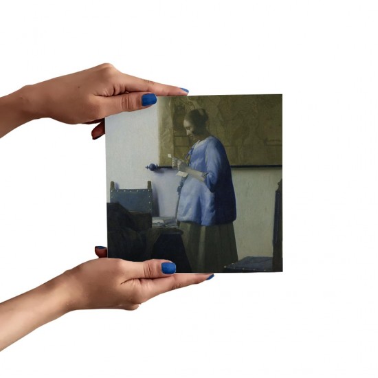 تابلو شاسی طرح زنی در حال خواندن نامه از ورمر