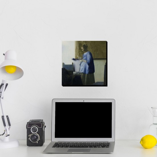 تابلو شاسی طرح زنی در حال خواندن نامه از ورمر