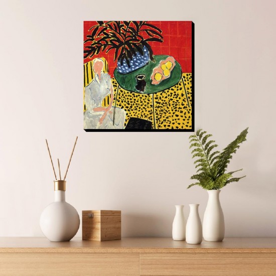تابلو شاسی طرح نمای داخلی با سرخس مشکی از ماتیس