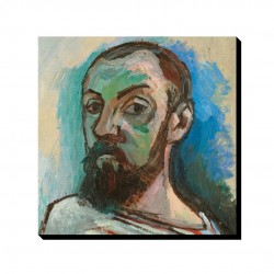 تابلو شاسی طرح خودنگار در پیراهن خط خطی از ماتیس