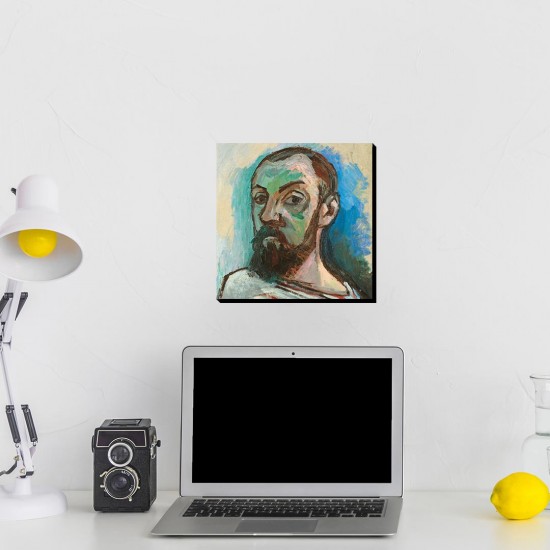 تابلو شاسی طرح خودنگار در پیراهن خط خطی از ماتیس