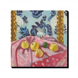 تابلو شاسی طرح اشیاء بی جان، سیب روی رومیزی صورتی از ماتیس