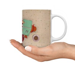 ماگ طرح دختر و گربه کتابخون
