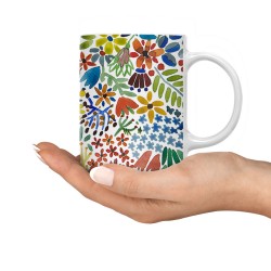 ماگ طرح گل سبز آبی